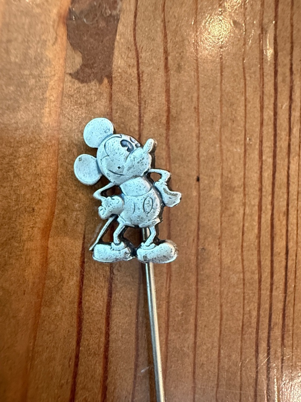 Vintage Silver Mickey Mouse Hat Pin marked Sterling on back